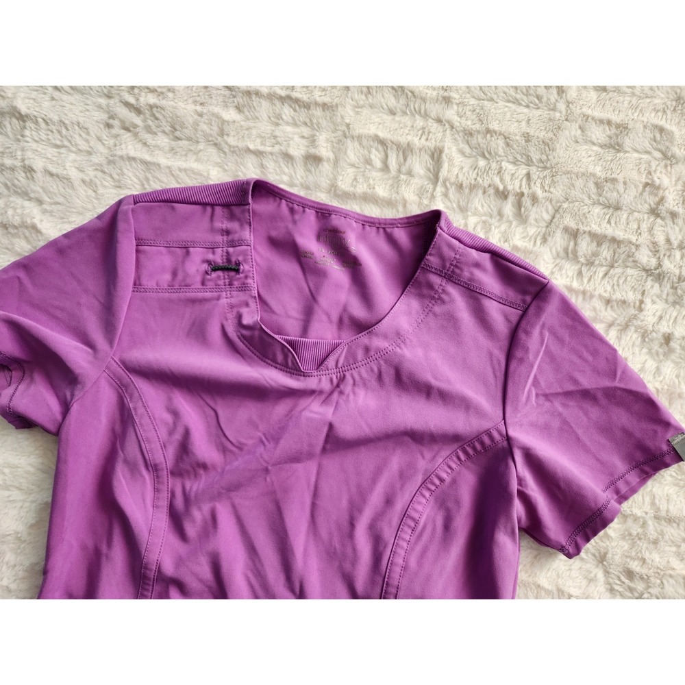 Cherokee Infinity Purple‎ Scrub Top Womens XS Short Sleeve